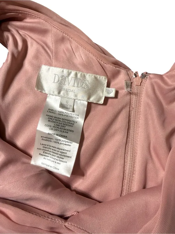 David’s Bridal Pink Mesh Versa Convertible Bridesmaid Dress Size 8 Maxi Gown - Image 2