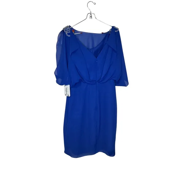 JJ's House Womens Mini Dress Blouson‎ Chiffon 3/4SleeveRoyal Blue Size 4 NWT - Image 7