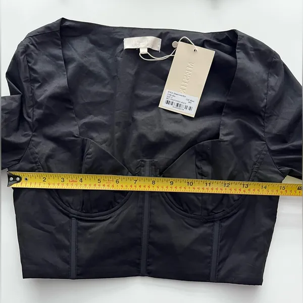 Black Long Sleeve Cropped Zahara Corset Shirt Blouse Top S - Image 5
