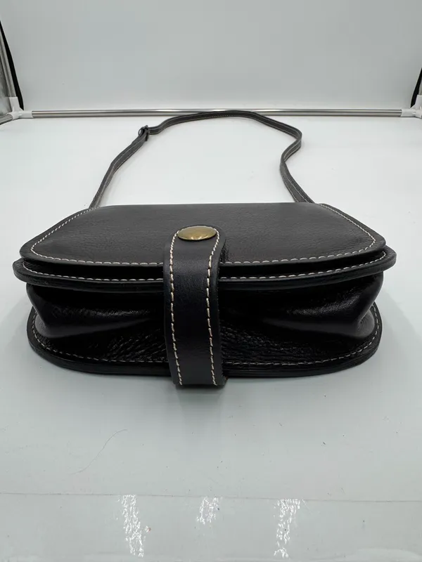 Vintage Firenze Fratellini Genuine Leather Black Crossbody Bag Made in Italy - Image 7