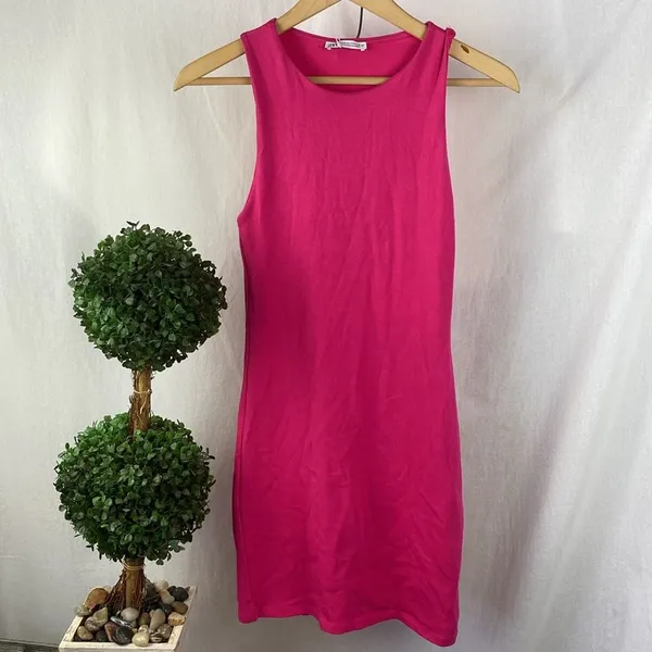 Zara Hot Pink Sleeveless Tank Shift Dress NEW M - Image 2