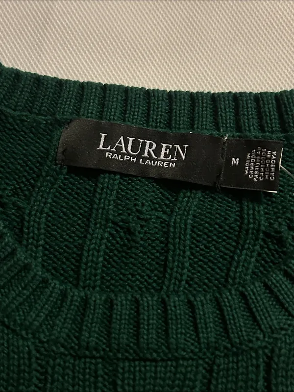 Luaren Ralph Lauren Button-Trim Cable-Knit Cotton Sweater - Image 3