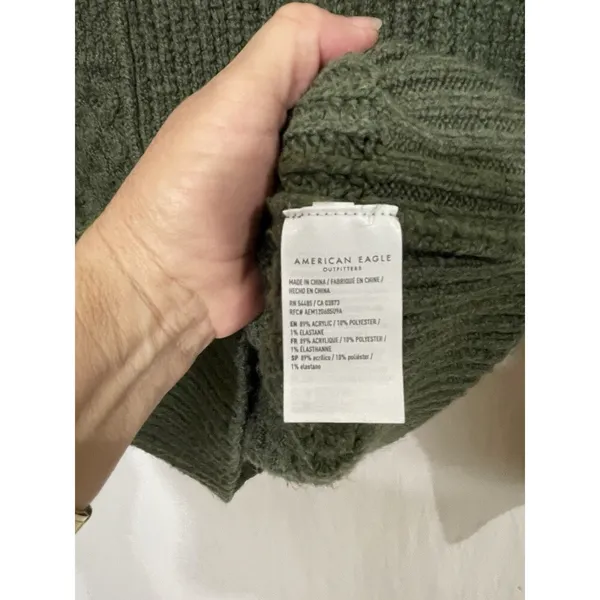 American Eagle Womens Solid Pullover Sweater Green S - Image 3