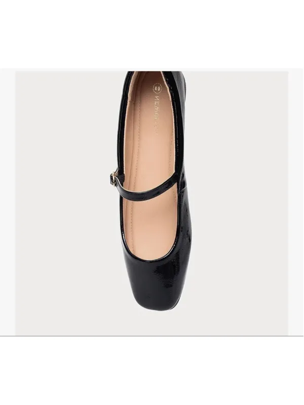 NEW Black Patent Mary Jane Flats Round Toe Ankle Strap Buckle Ballet Flats 9 - Image 7