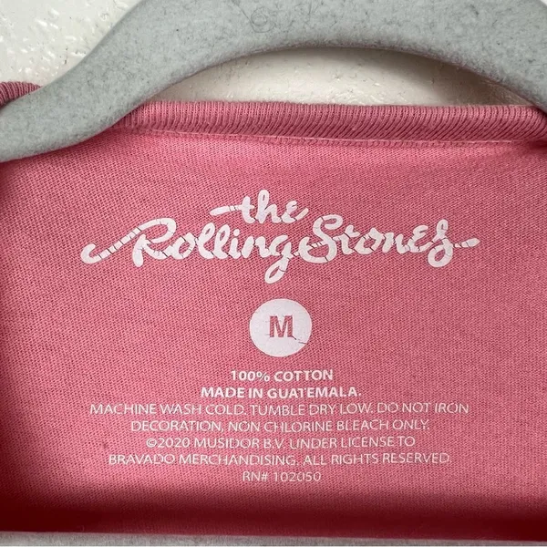 Bravado The Rolling Stones Pink Crop Band Tee 100% Cotton Size Medium - Image 3