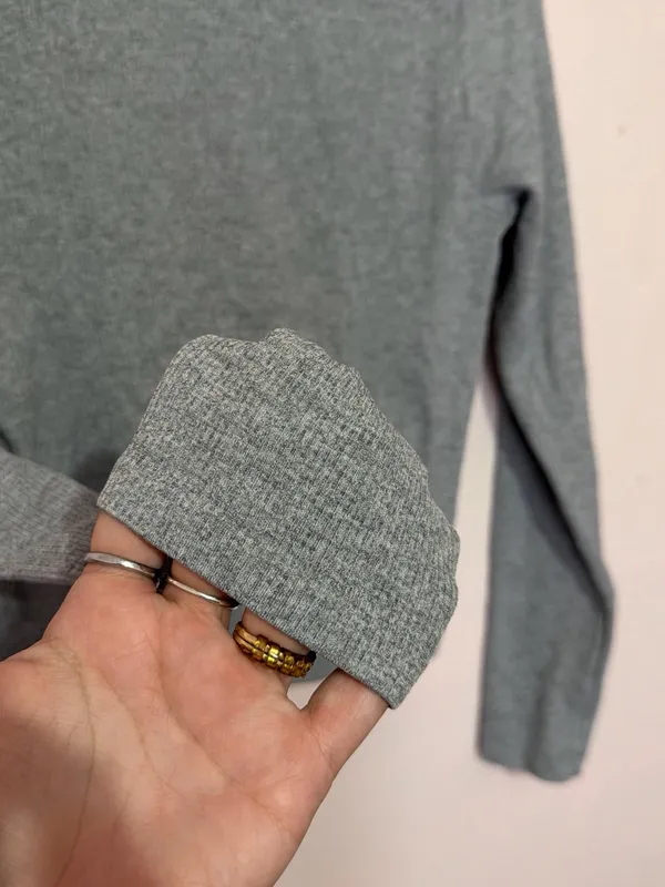 90 Degree By Reflex Heather Gray Square Neck Long Sleeve Tee - Image 4