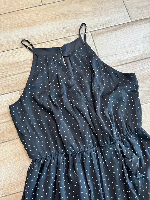 Womens Fortune + Ivy Black Polka Dot Maxi Dress - L - Image 2