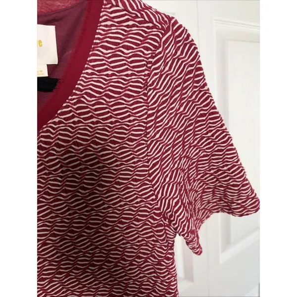 Maeve Textured Shift Dress Womens Size‎ M Burgundy Fringe Anthropologie Boho - Image 3
