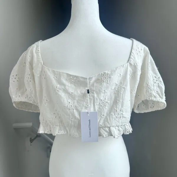 NWT Lovers + Friends Boho Eyelet Cropped White Leah Top Size‎ XL - Image 3