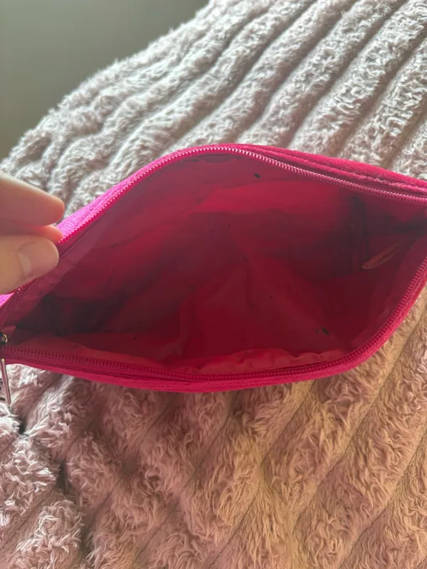 Fuchsia Velvet Zipper Pouch Pink - Image 3