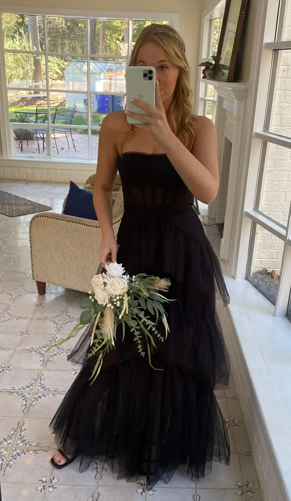 Revolve Corset Tulle Gown in Black - Image 3