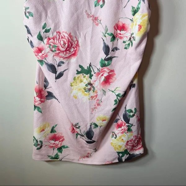 PinkBlush Pink Floral‎ Fitted Ruched Short Sleeve Maternity Dress Size S - Image 5