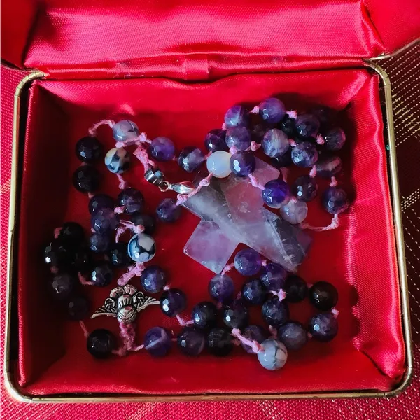Handmade Natural Amethyst stone Cross necklace 💖 - Image 4