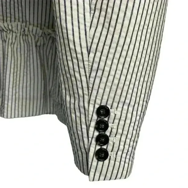 Ann‎ Taylor Loft Women's Blazer Jacket Ivory/White and Black Stripes Size 8 - Image 12