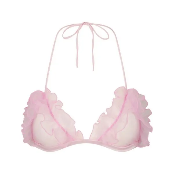 SKIMS EMBROIDERED TULLE TRIANGLE BRALETTE/ Bubblegum pink XS - Image 2
