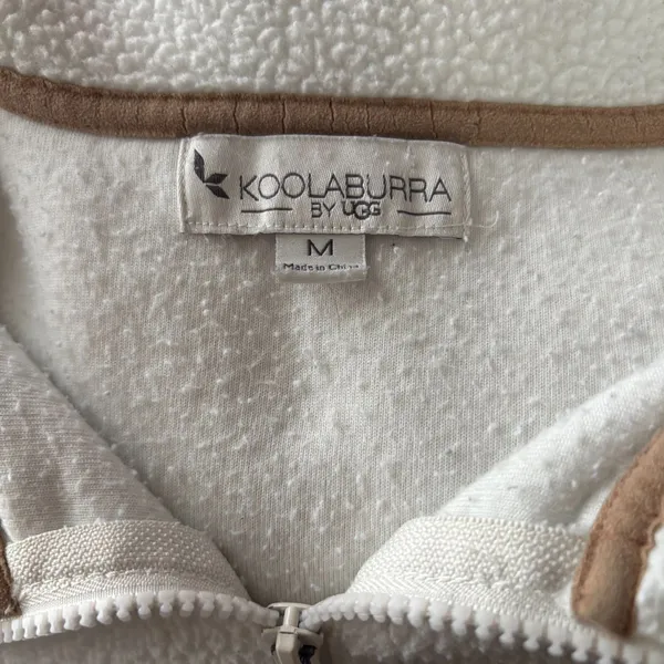 Koolaburra by UGG White Sherpa Fleece Quarter Zip Pullover‎ Sweatshirt Medium - Image 4