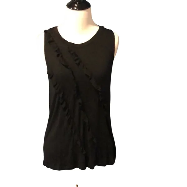 Banana Republic Top Ruffle Front Black - Image 2