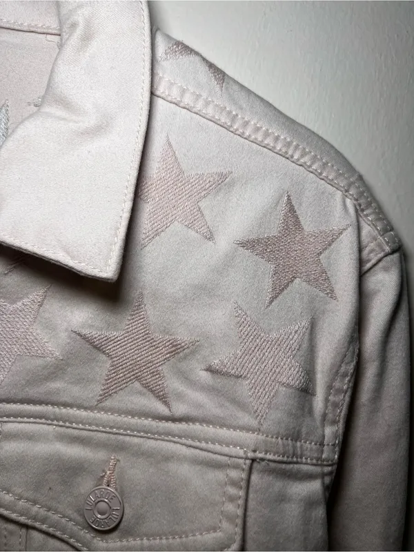 LuLaRoe Pale Pink Star-Detail Denim Jacket - Image 3