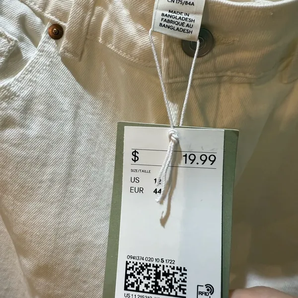 H&M White Slim Leg High-Waist Jeans Classic Denim 12 - Image 5