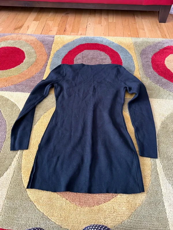 Abercrombie & Fitch Black Tight Mini Sweater Dress Long Sleeve Medium Petite - Image 5