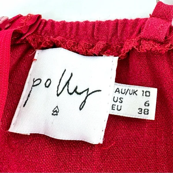 Polly Strappy Linen Wrap Mini‎ Sundress Red Size US 6 - Image 6