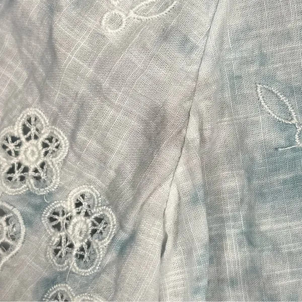Anthropologie Olivia Embroidered Lace Tie Dye Blouse Womans large Short Sleeve - Image 8