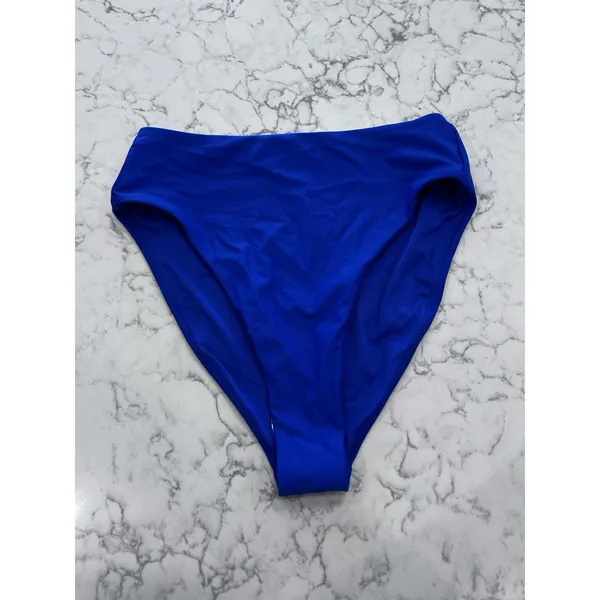 NWOT Quince Electric Blue High Rise High Leg Bikini Bottoms Size Medium - Image 3