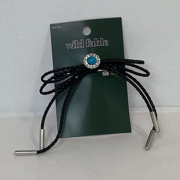 Black Bow Hair Clip with Blue Gem Accent Coquette Chic Accessory Wild Fable NWT - Image 2