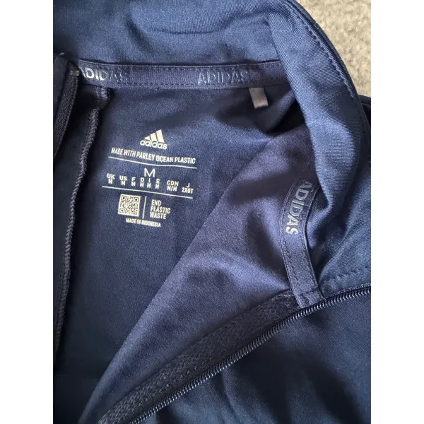 Adidas Women Golf Dress Navy Blue M Short Sleeve Mock Neck Quarter Zip HS2490 - Image 3