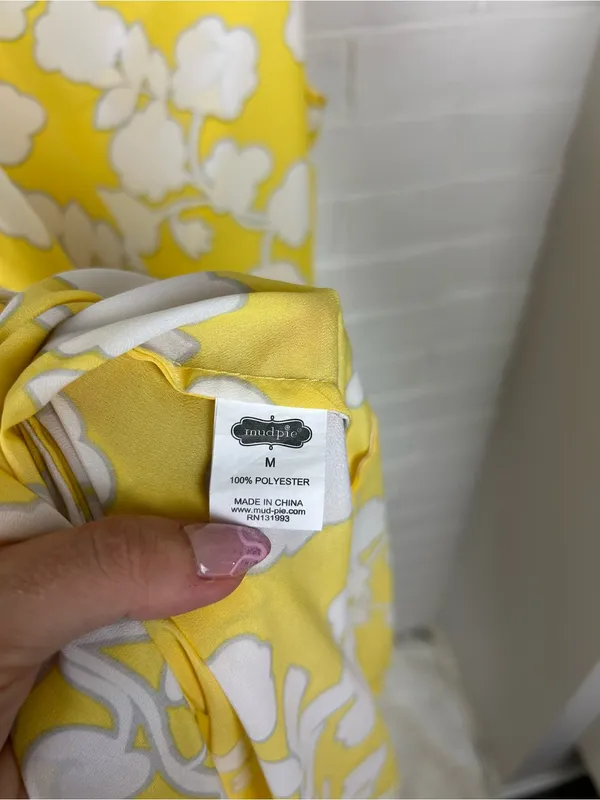 Mudpie Beach To Bar Yellow Patterned Swimsuit Coverup Dress Size M - Image 9