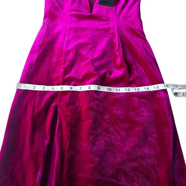 NBD‎ NWT Revolve - Shana Dress Magenta Velvet Low Cut Side Slit Women's Small - Image 11