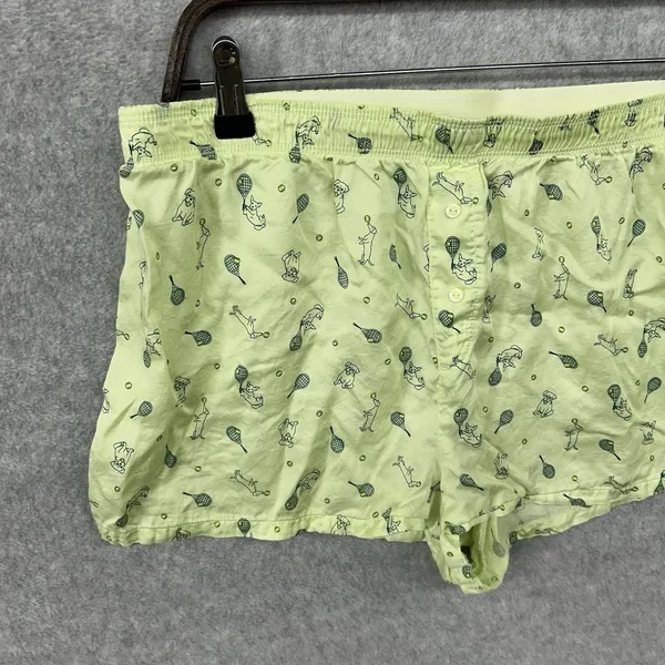 Victorias Secret Pink Women Sleep Shorts Green Silky Tennis Dogs Size Large - Image 3
