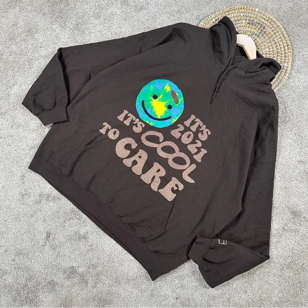Lonely Ghost Women’s Sweatshirt Hoodie Pullover It’s Cool To Care 2021 Brown XXL - Image 2