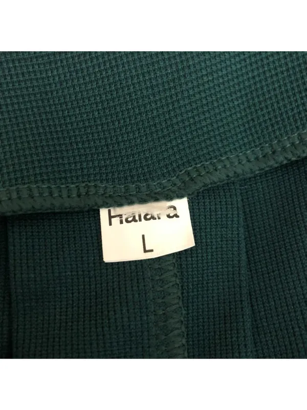 Halara Pockets Waffle Casual Short Overalls Green L - Image 6