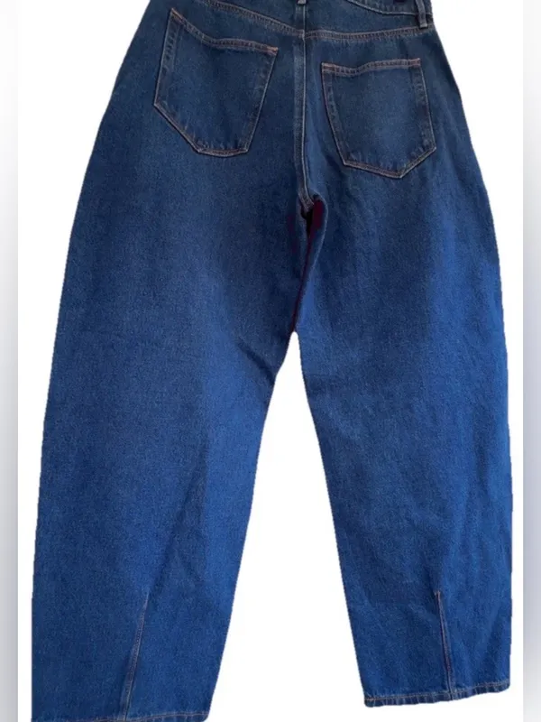 LOFT The Barrel Jeans Size 8/29 Dark Wash High Rise Barrel Leg Horseshoe Denim - Image 8