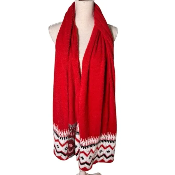 Boston Proper Pearl Embellished Scarf Red Multi - Image 2