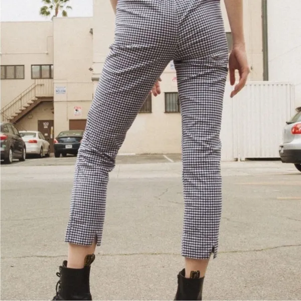 John Galt X Brandy Melville High Rise Gingham Tilden Ankle Cropped Pants Size S - Image 4