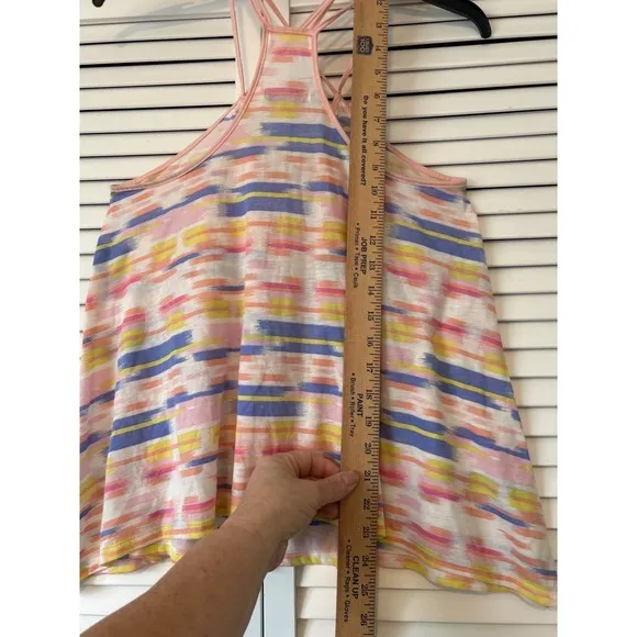 American Eagle Multi Color Abstract Stripe Strappy Racerback Tank Top Pink Blu M - Image 5