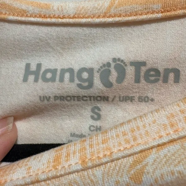 Hang Ten Sun tee tshirt long sleeves zipped pocket S SPF50 light peach NWOT - Image 4