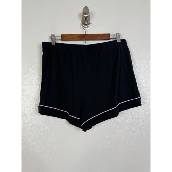 Victorias Secret Pajama Set L Black White Piping Modal Short Sleeve Button Down - Image 7