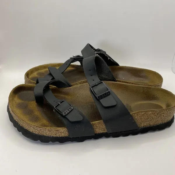 Birkenstock Mayari‎ Birko Flor Black Leather Sandals Womens Sz EU 36 US W5 - Image 8