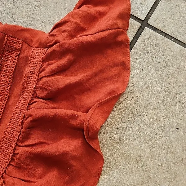 NWT Baltic Born Burnt Orange Maxi Flowy Vheck Dress Short Sleeve Sz 6 - Image 6