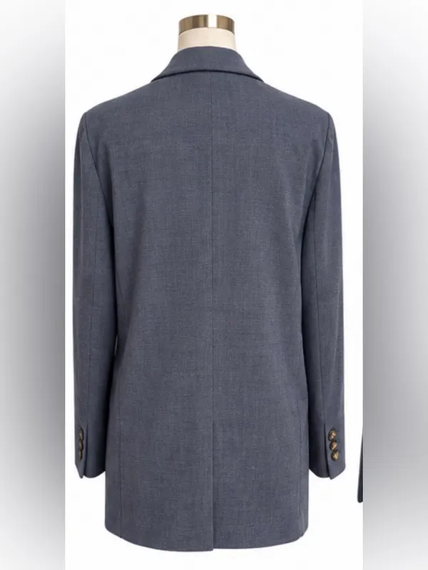 Maeve Anthropologie Double Breasted Oversized Blazer Size 0 Blue Gray - Image 3