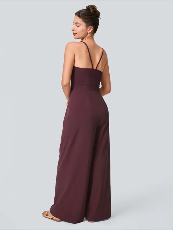 Halara Breezeful Backless Wide Leg Jumpsuit Amaranth Purple Red Large - Image 3