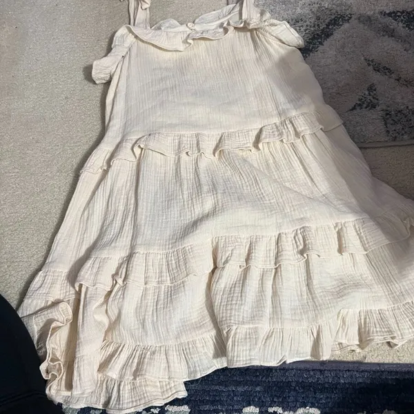 &merci tie shoulder ruffle pleated‎ dress small - Image 3