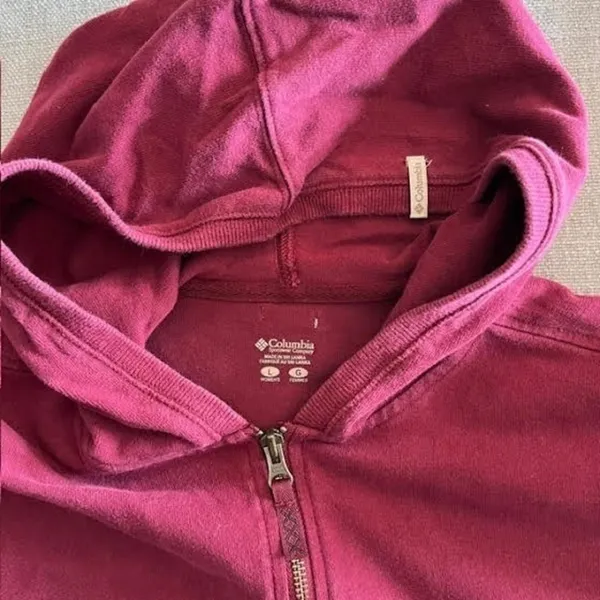 Columbia Full Zip‎ Hoodie Women's Burgundy Athletic Activewear Jacket - Image 4