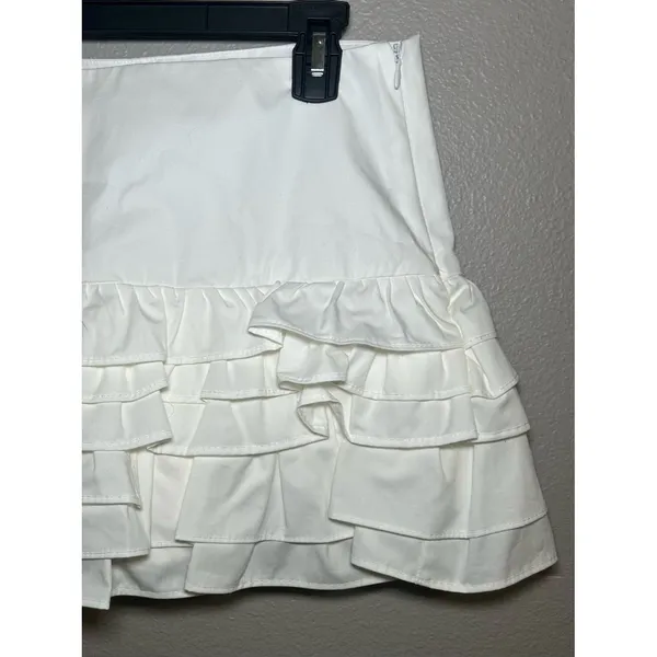 NEW Zara White Coquette Tiered Ruffle Mini Skort Skirt Women’s Size Medium - Image 7