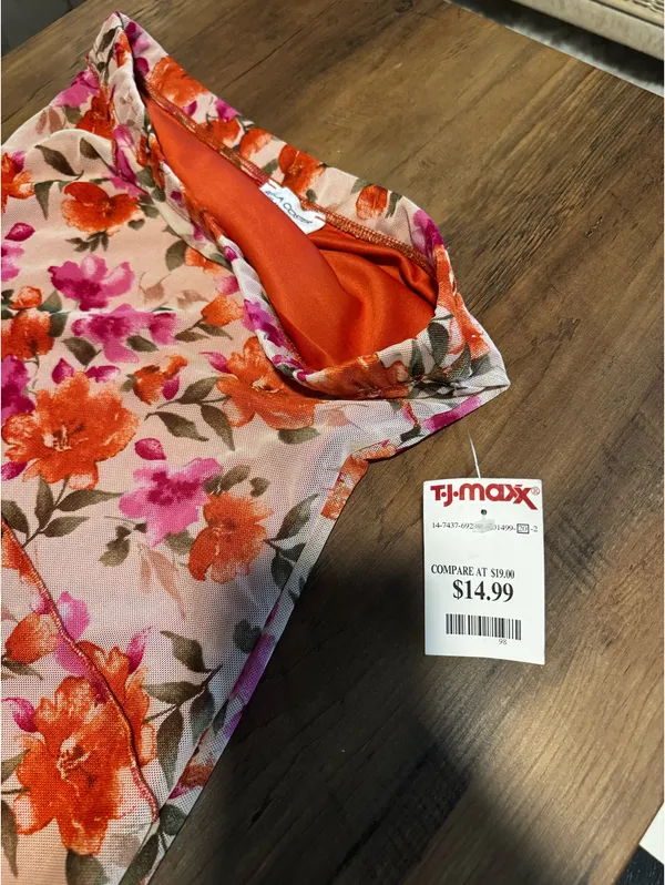 Floral Strapless Dress Pink Size M - Image 4