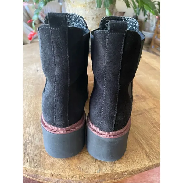 Antonio De Faria Suede Leather Chelsea Boots Platform Lug Sole Black Womens 6.5 - Image 4