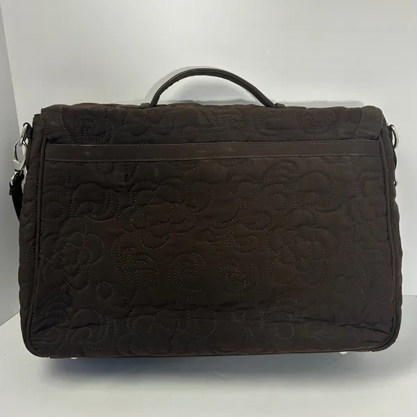 Vera Bradley Brown Quilted Briefcase Messenger Laptop Bag Floral‎ Lining - Image 3